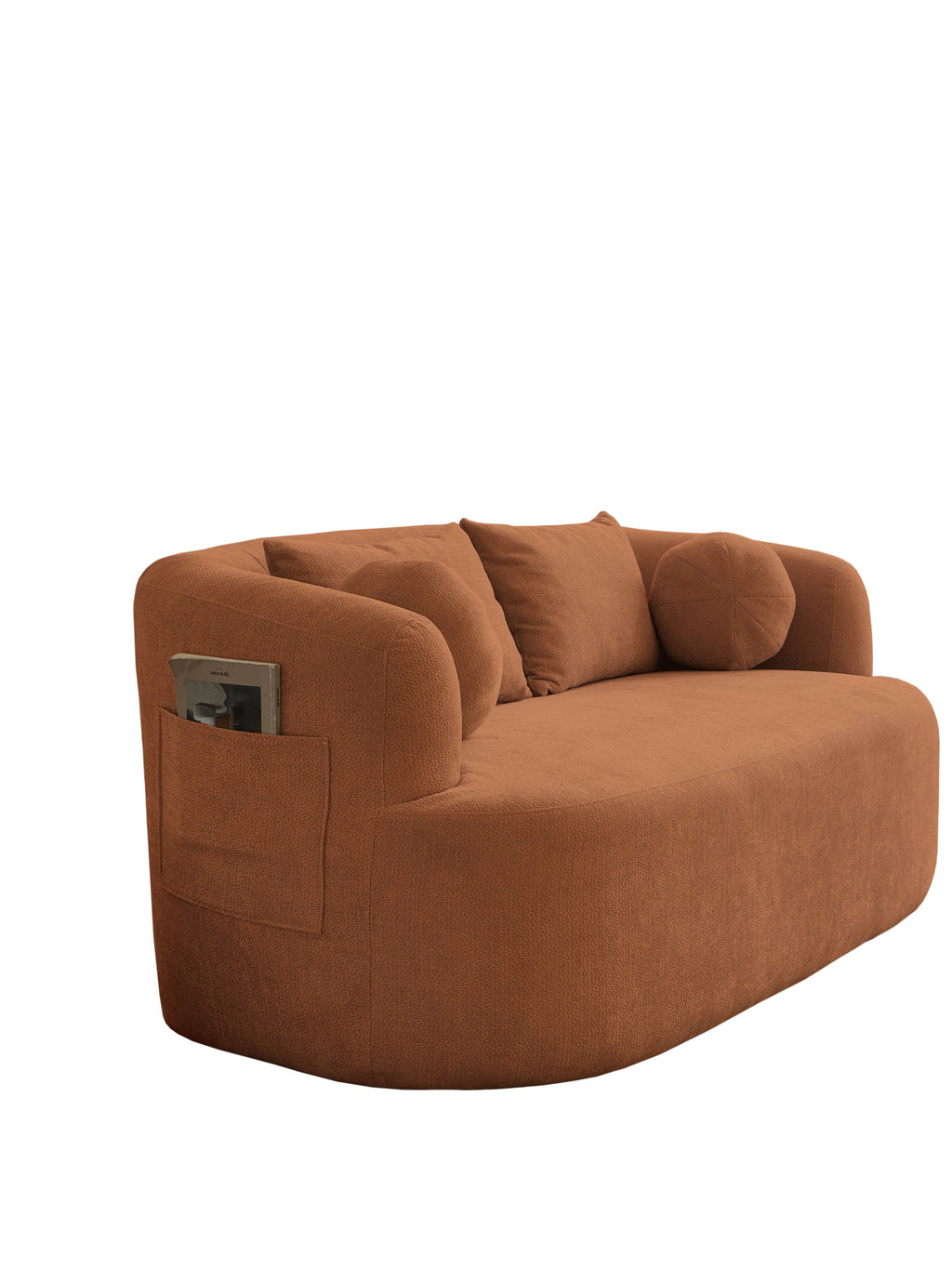 Loveseat Memory Foam Chenille Orange 2-Seat No Assembly Required 67.32 In