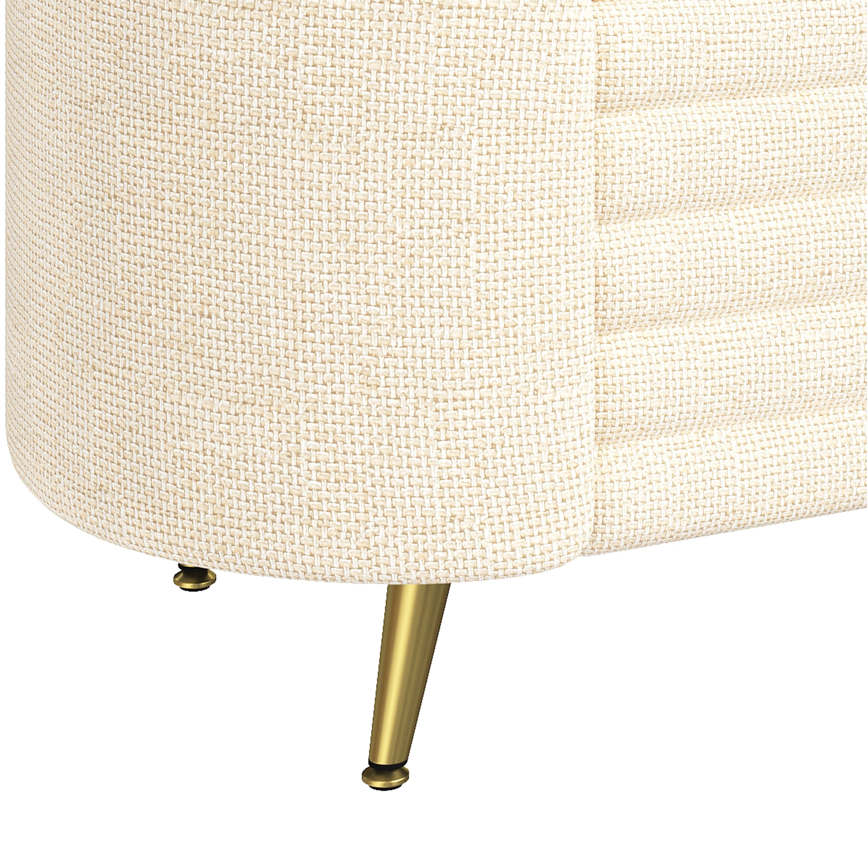 Storage Ottoman Modern Oval Beige Chenille with Metal Legs 44.9l X 18.3W X 18.5h