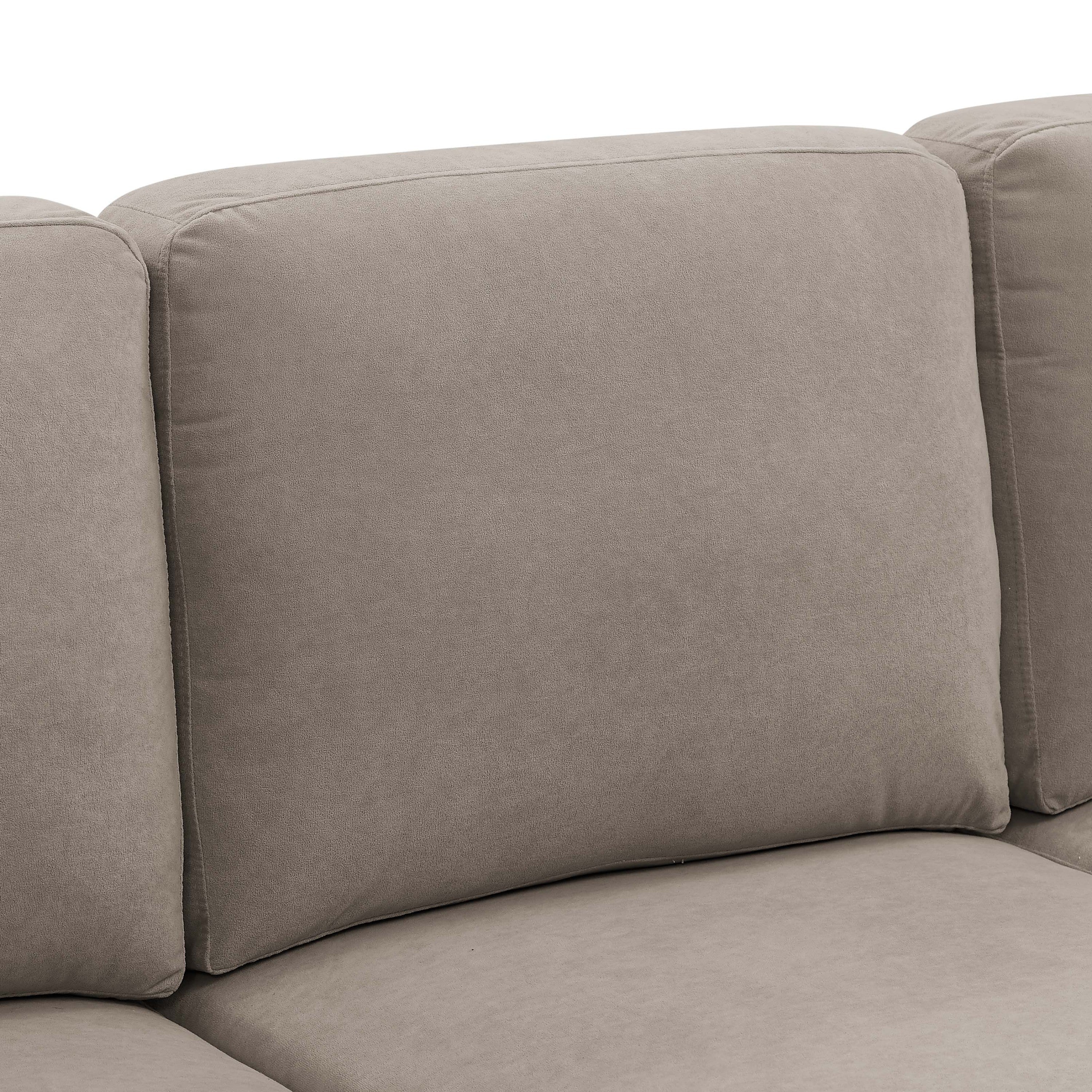 Sectional Sofa U-Shape Polyester Blend Khaki 4-Seat Double Chaise 106x56 In