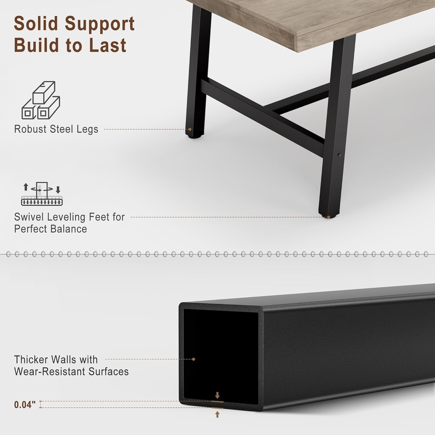 Industrial Dining Table 70.87 Inch Grey For Kitchen