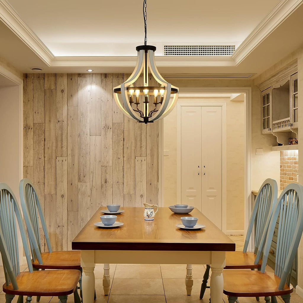 Modern White Solid Wood Chandelier