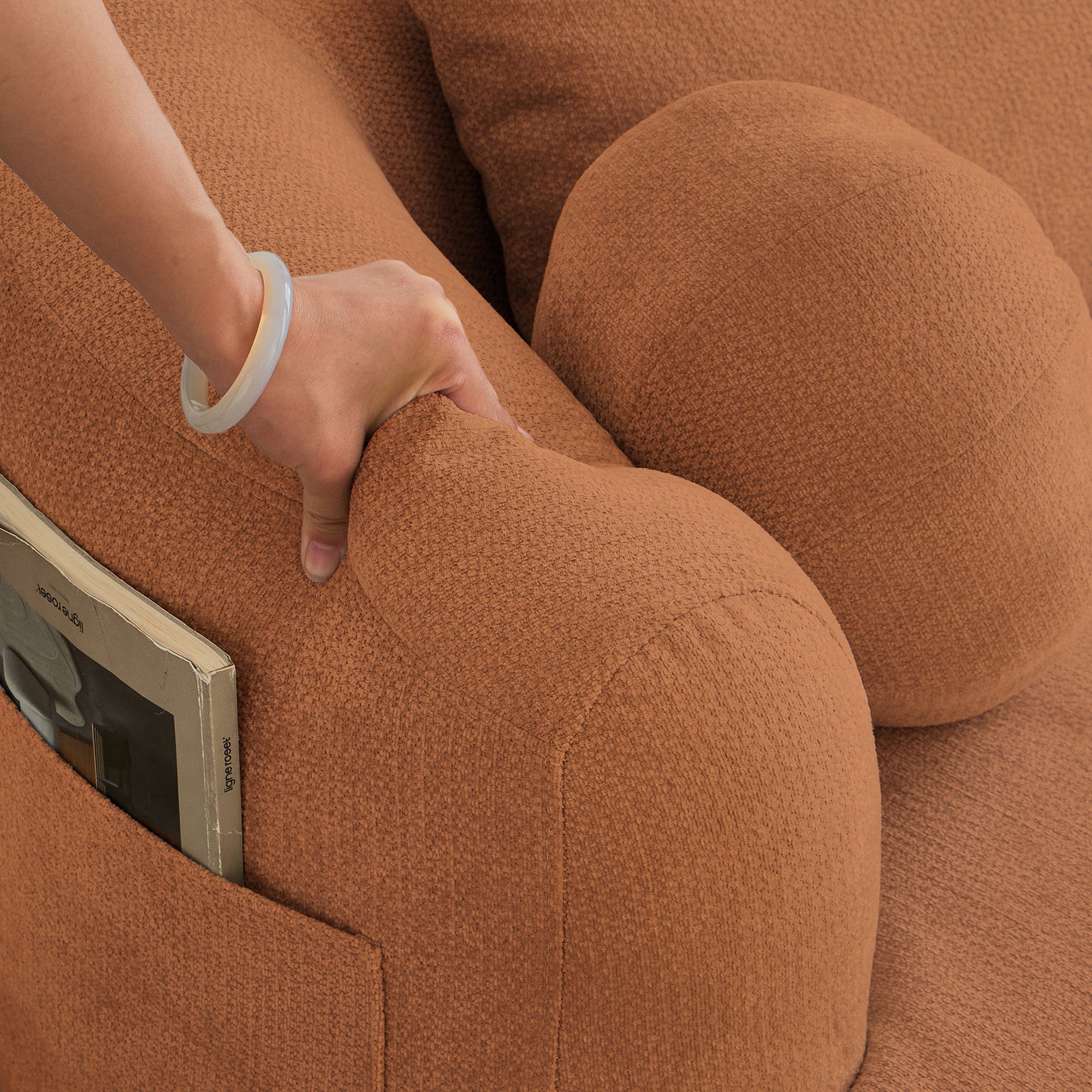 Loveseat Memory Foam Chenille Orange 2-Seat No Assembly Required 67.32 In