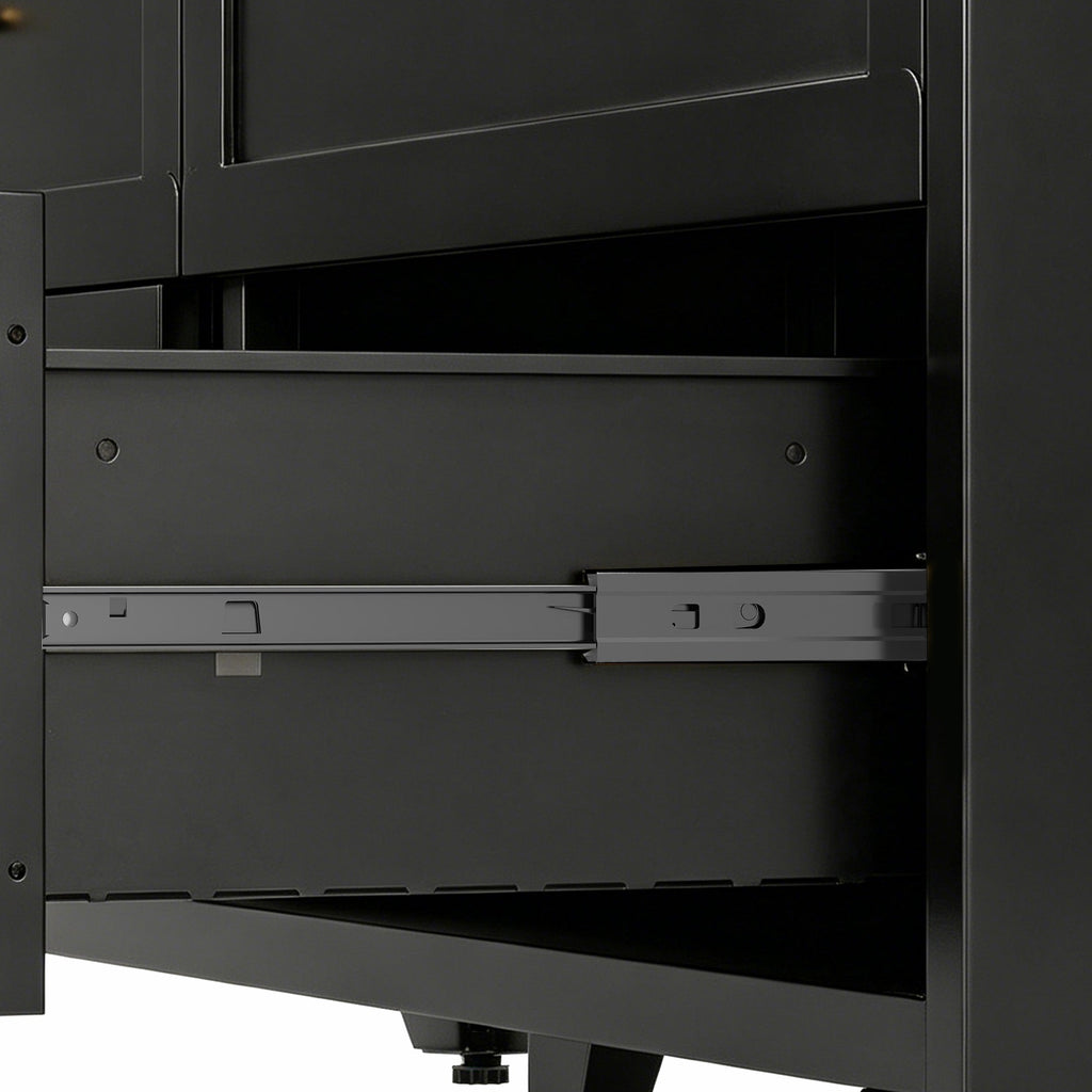 Dresser Tall 9-Drawer Black Steel Smooth-Glide 47.3x15.8x39 In
