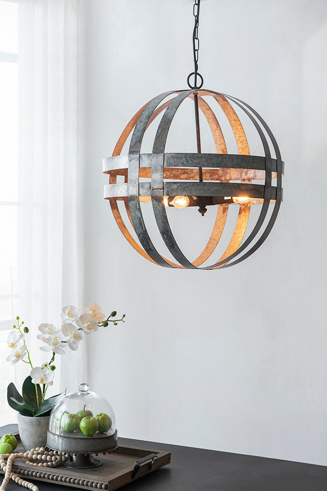 Chandelier 4-Light Galvanized Hanging Adjustable Chain Dining Room