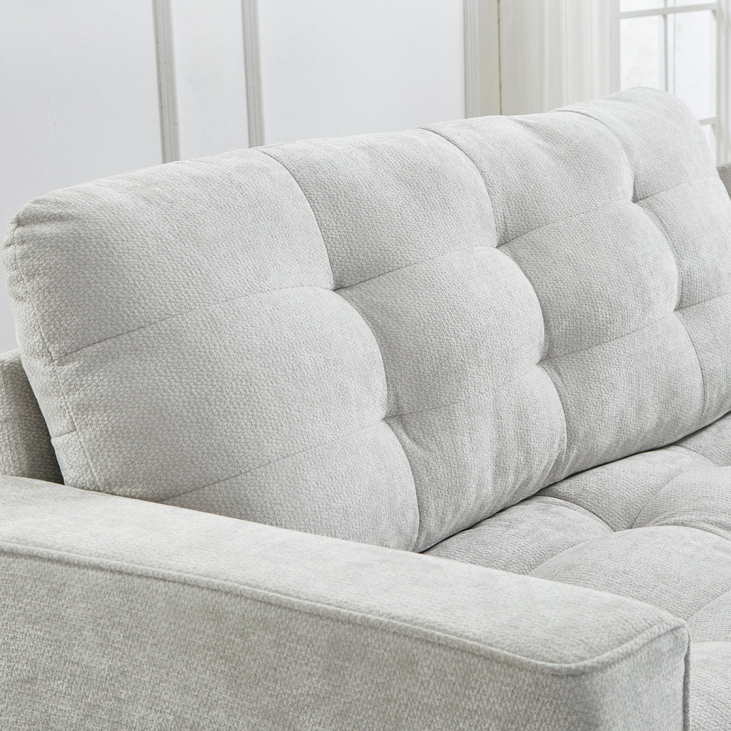 Sectional Sofa U-Shape Chenille Light Gray 6 Seat Bluetooth 126 In