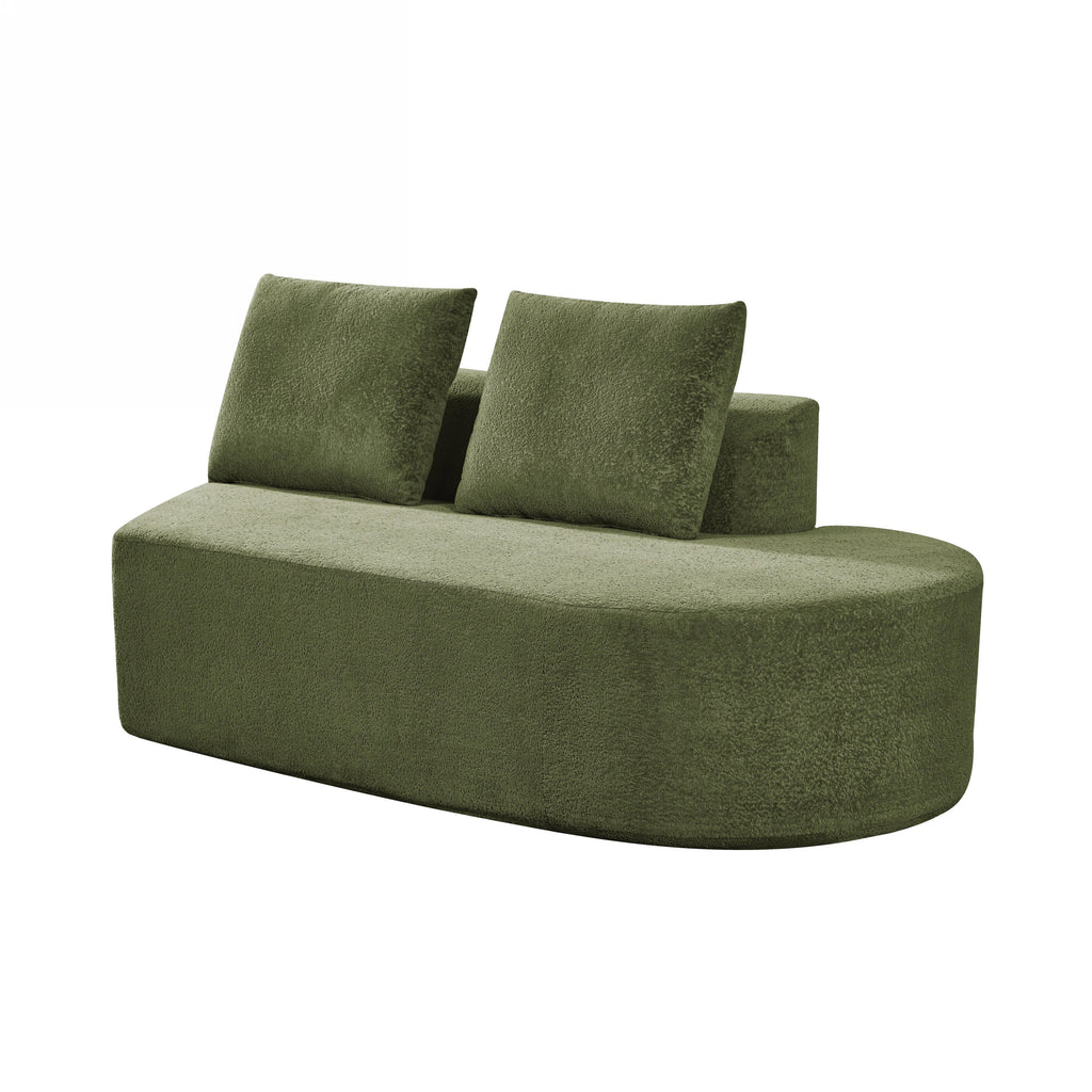 116' Modern Curved Sectional Sofa with High-Density Fully Compressed Sponge and Chaise Lounge, Pearl Upholstery, 2-Piece Set, Fully Assembled Right Hand Facing, Perfect for Living Room, Lounge