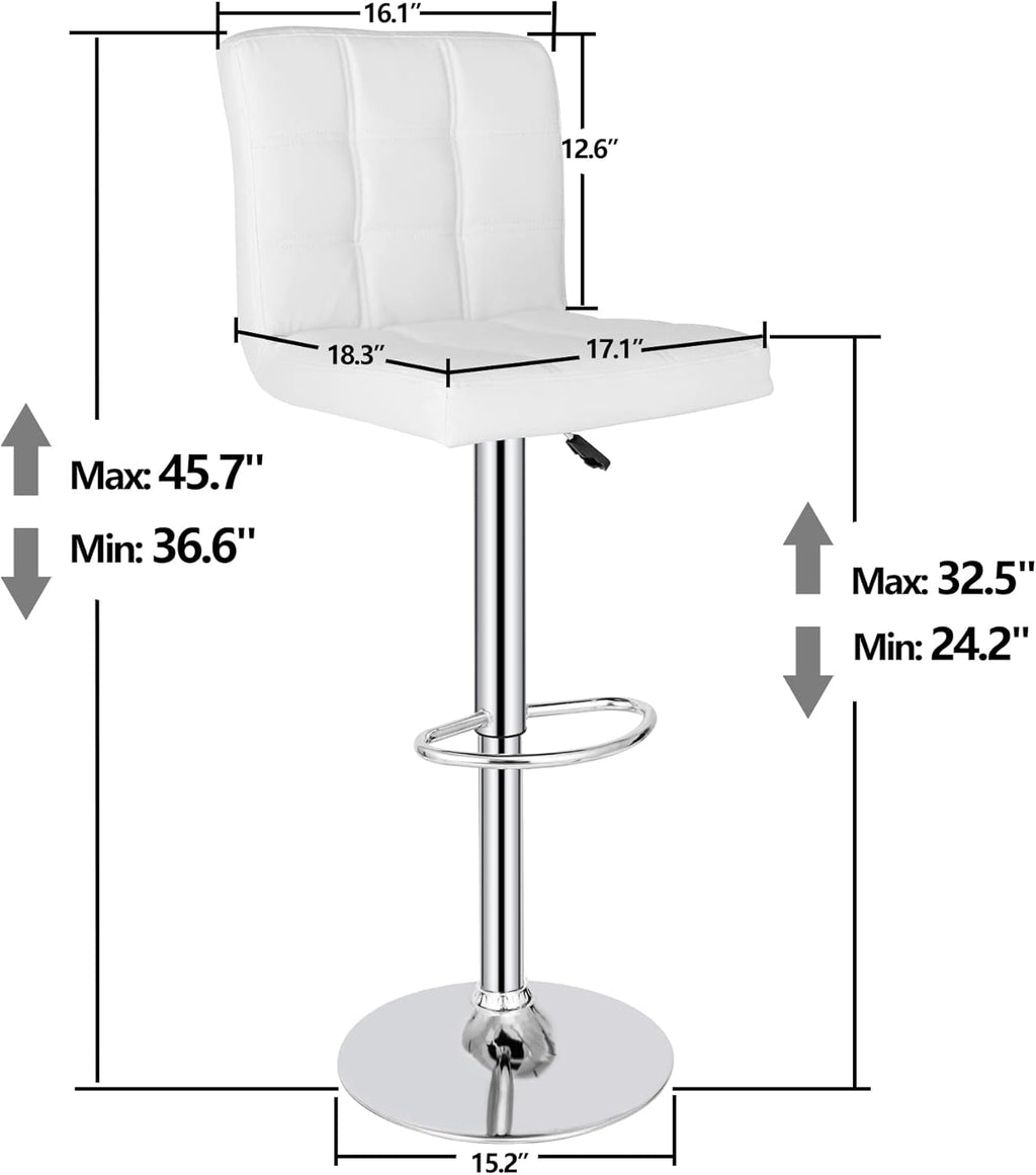 X Large White Adjustable Counter Height Bar Stools Swivel 4 Pack