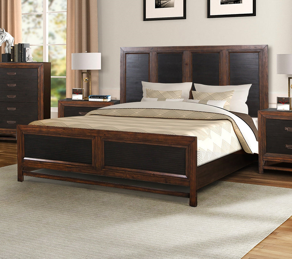 King Size Panel Bed Two-Tone Finish