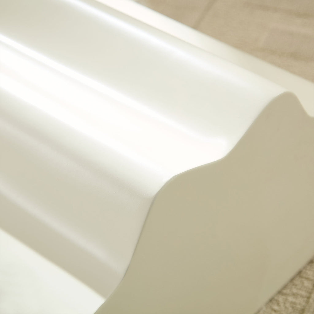 Set of 2 Wavy Edge Fiberglass Side Tables, Modern Design, No Assembly