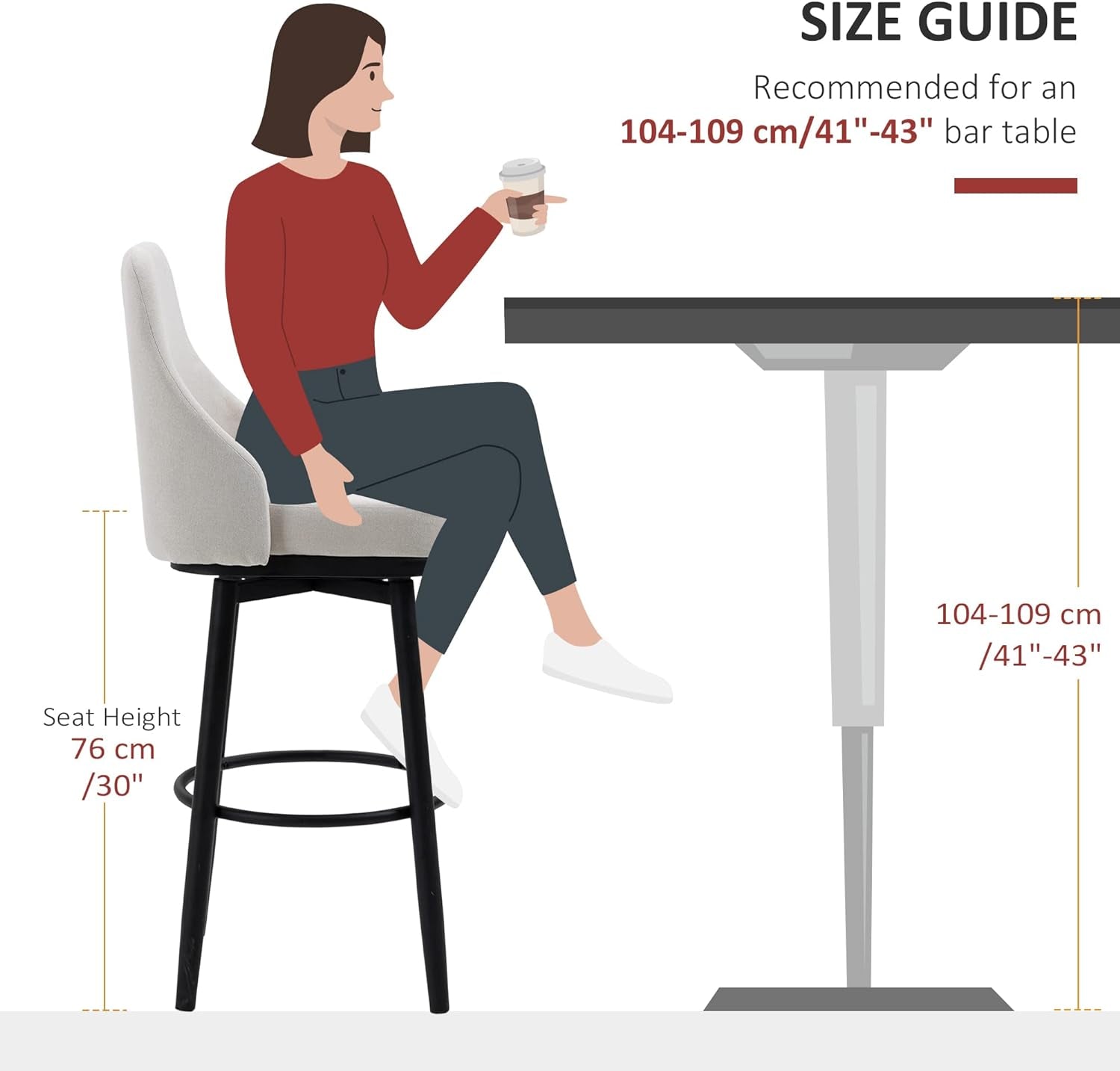 Modern 360 Degree Swivel Bar Stools Set of Two