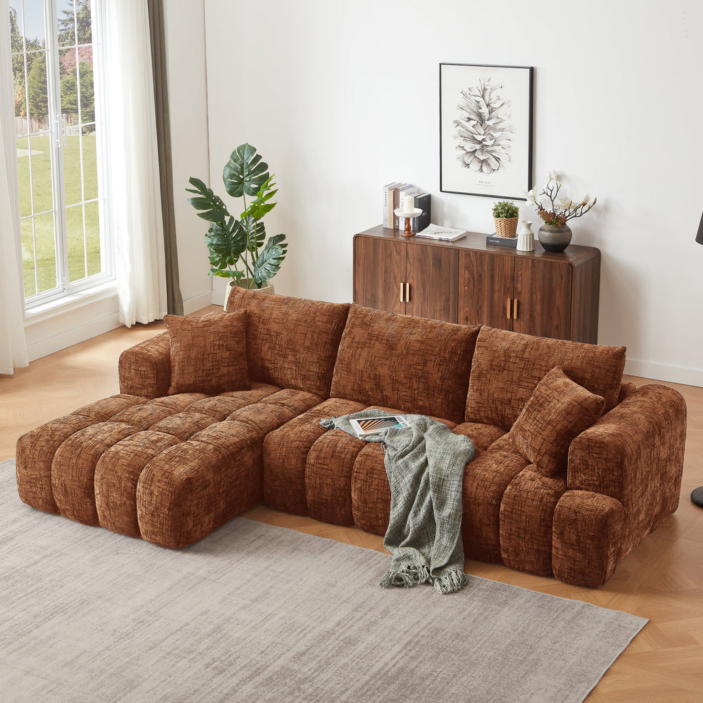 Sectional Sofa L-Shape Chenille Sleeper Oversized No Assembly Required