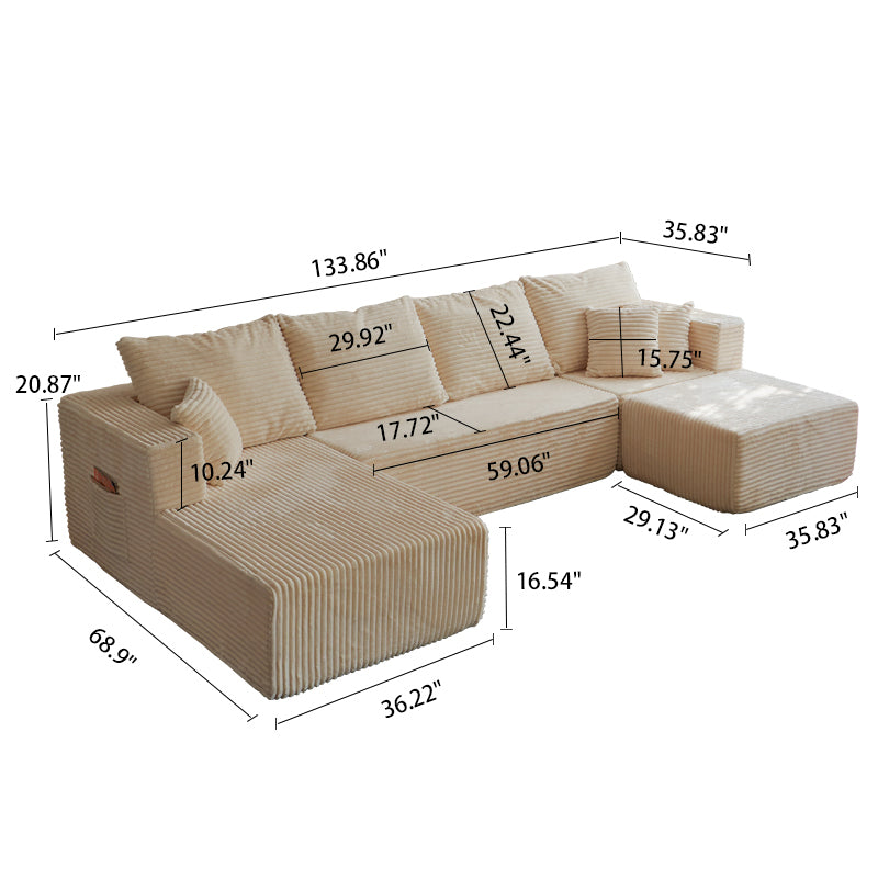 Sectional Sofa U Shape Cloud Modular Deep Seat Upholstered No Assembly