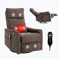 Recliner Chair Swivel Rocker Polyester Brown 360 Degree Heat Massage 155