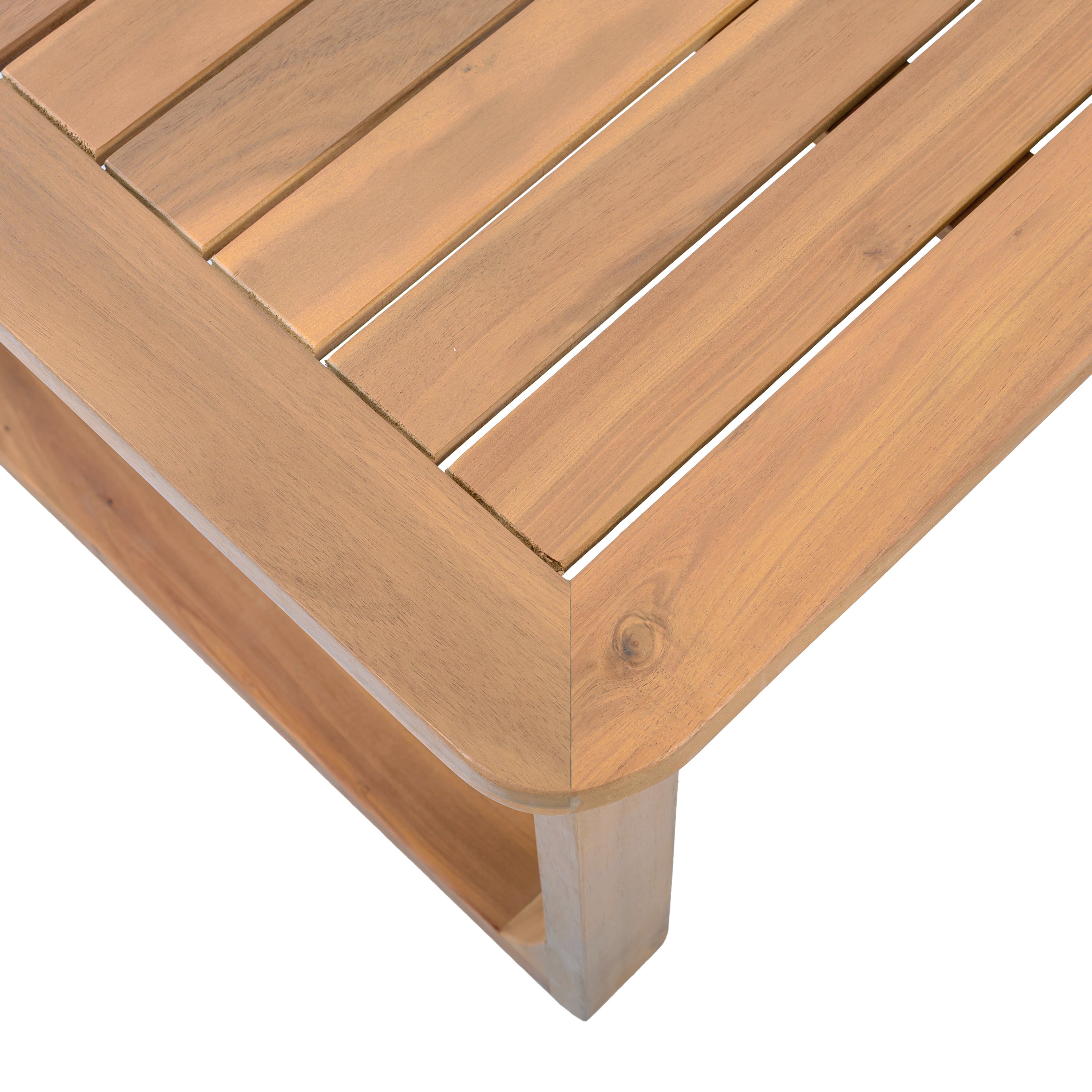 Outdoor Patio Set Modern Minimalist 3 Seater Daybed and Teak Finish Coffee Table
