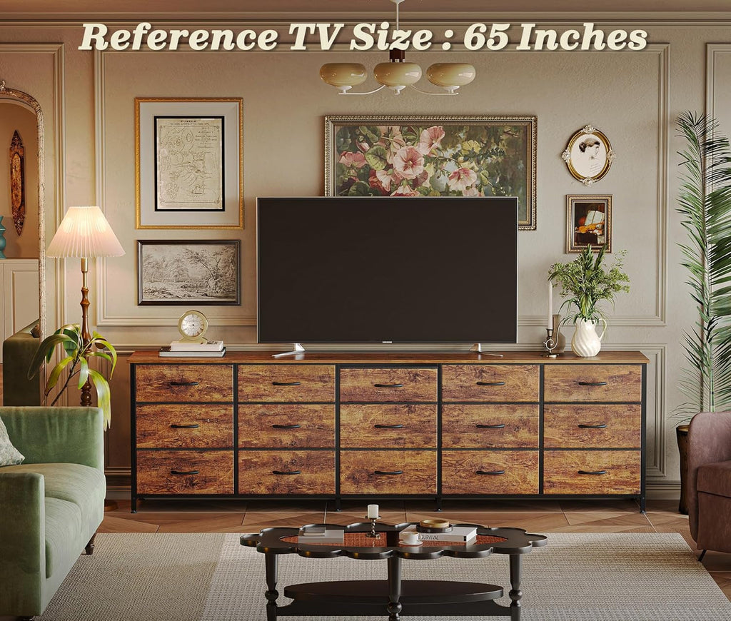 Ultralong 78Inch Dresser With Fifteen Storage Drawers