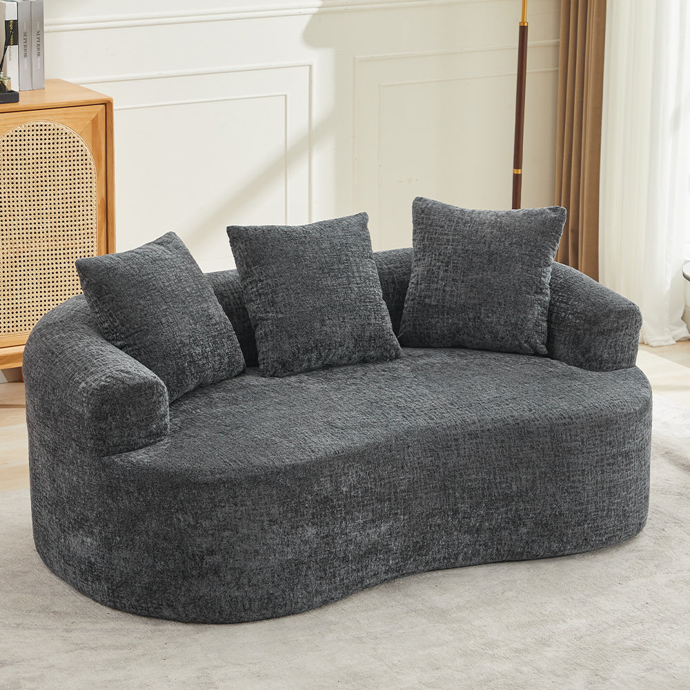 Loveseat Curved Chenille Deep Seat with 3 Pillows