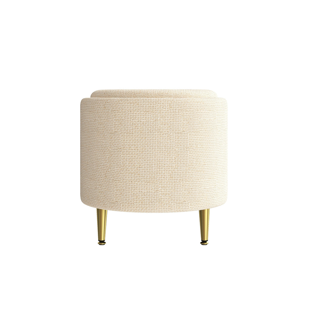 Storage Ottoman Modern Oval Beige Chenille with Metal Legs 44.9l X 18.3W X 18.5h