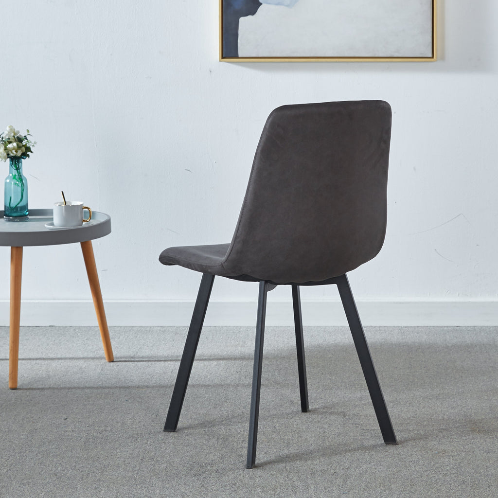 Dining Chair Mid-Century Modern Velvet Gray Metal Legs Set of 2