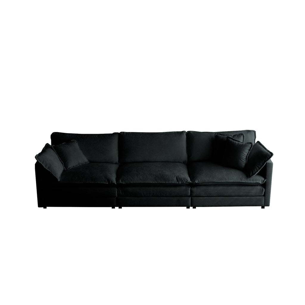 Mid-Century Modern Couch 3-Seater Sofa with Pillows