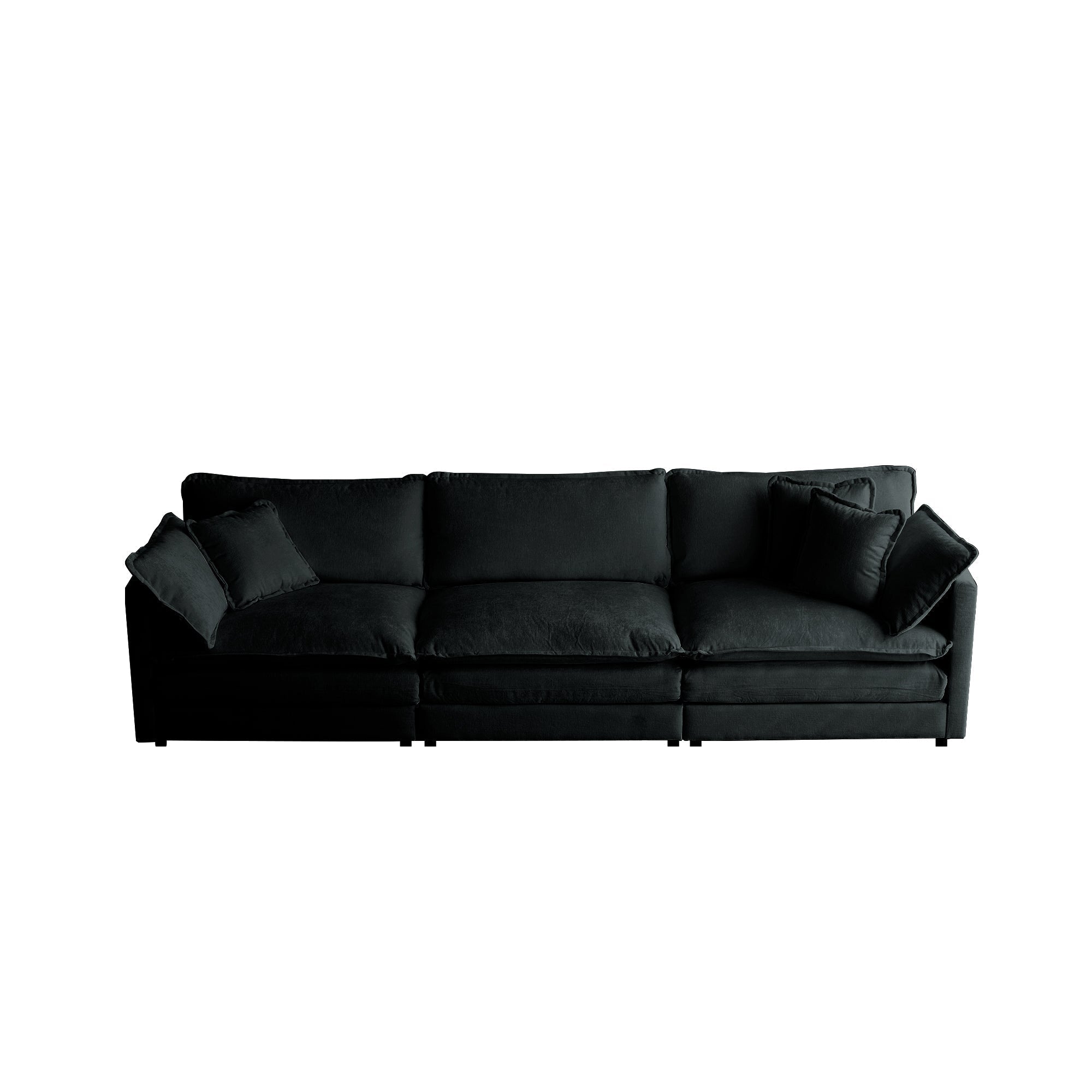 Mid-Century Modern Couch 3-Seater Sofa with Pillows