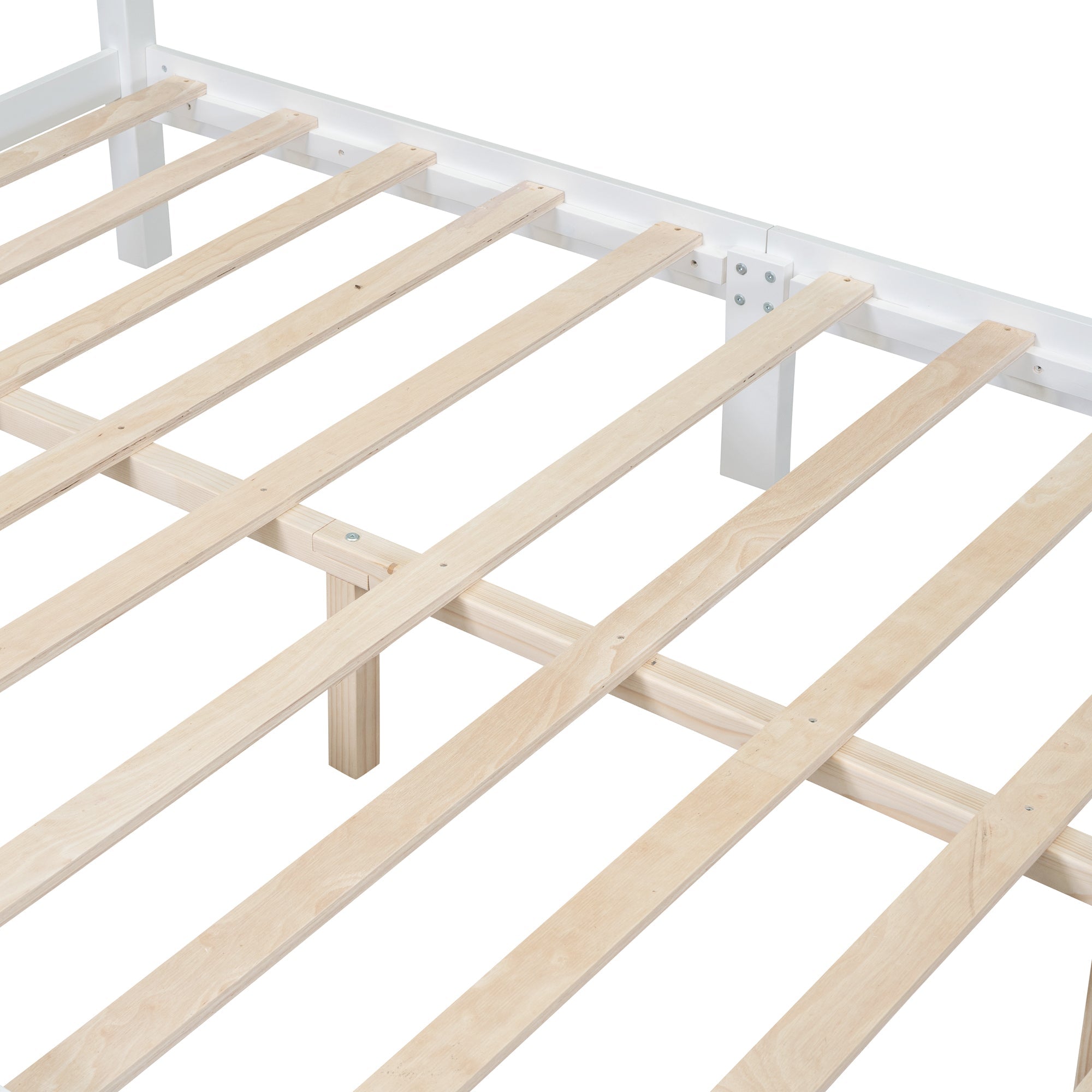 Full Size Wood Platform Bed Frame,Retro Style Platform