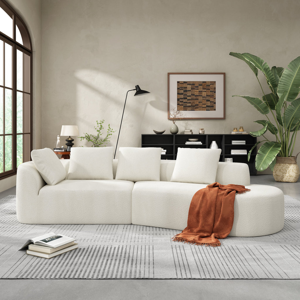Sectional Sofa Modern Curved Pearl Upholstery 2-piece Right-Hand Chaise