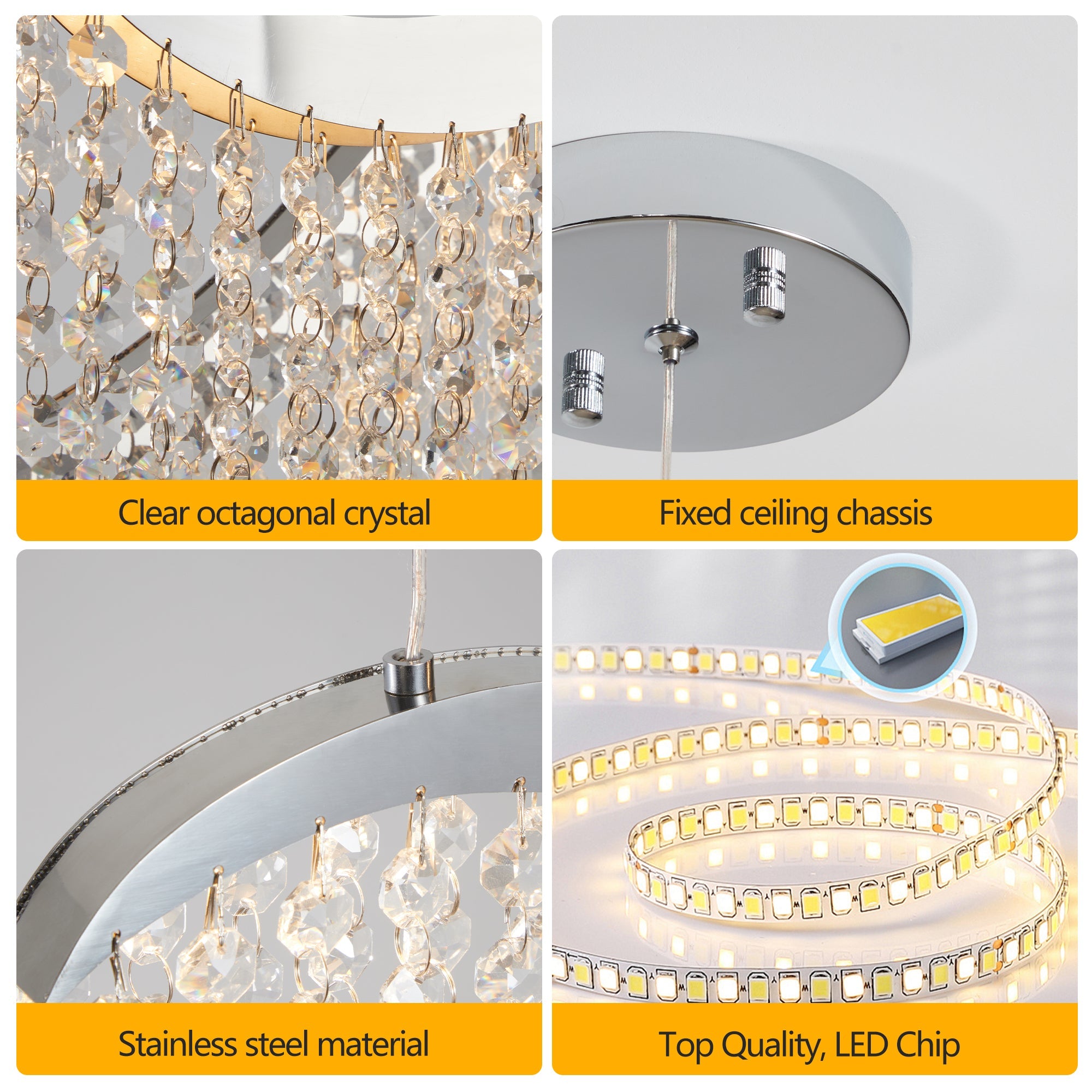 Chandelier Wave LED Crystal 36 In Modern Adjustable Color Temperature