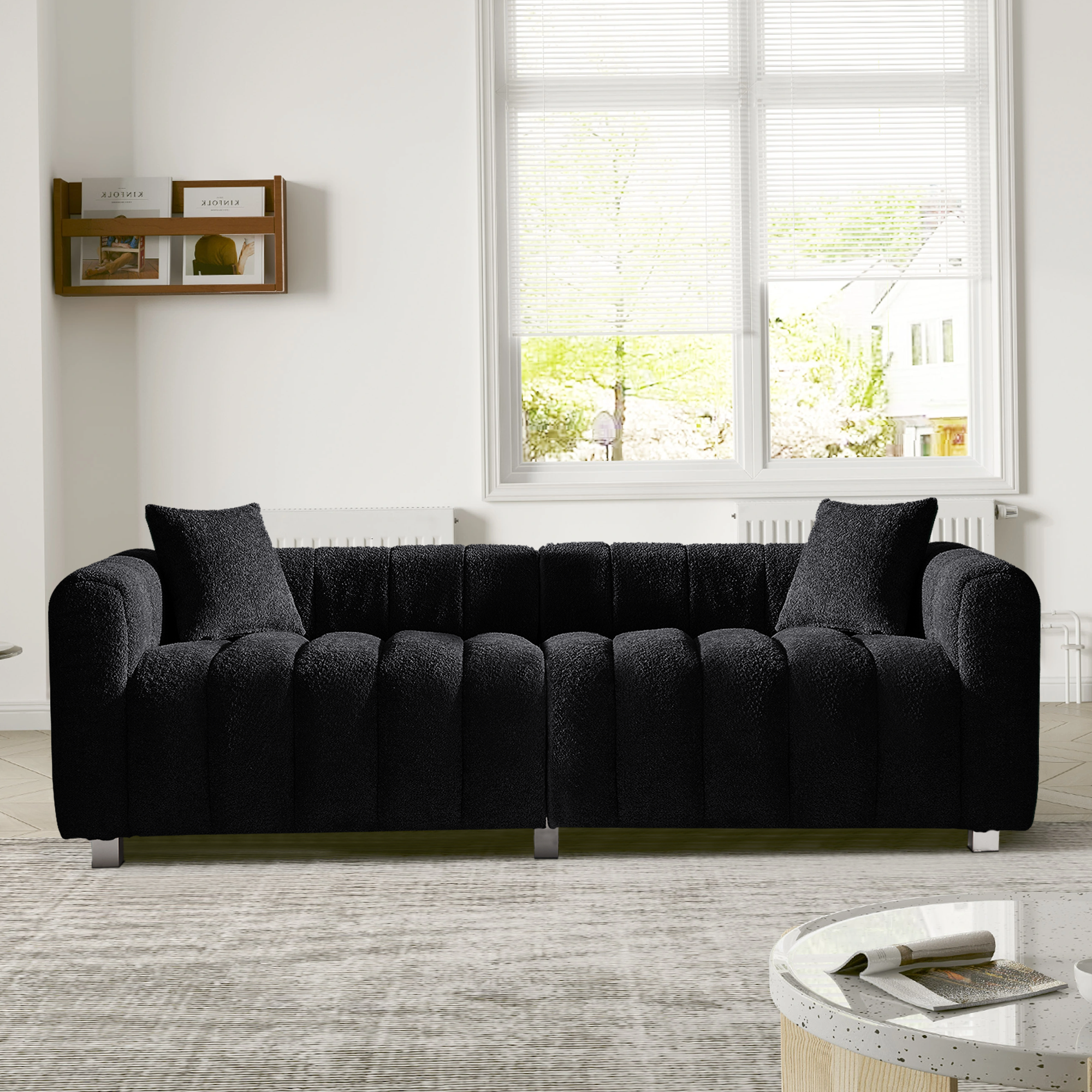 Sofa Bubble Velvet Modern 83 Inch with 2 Pillows