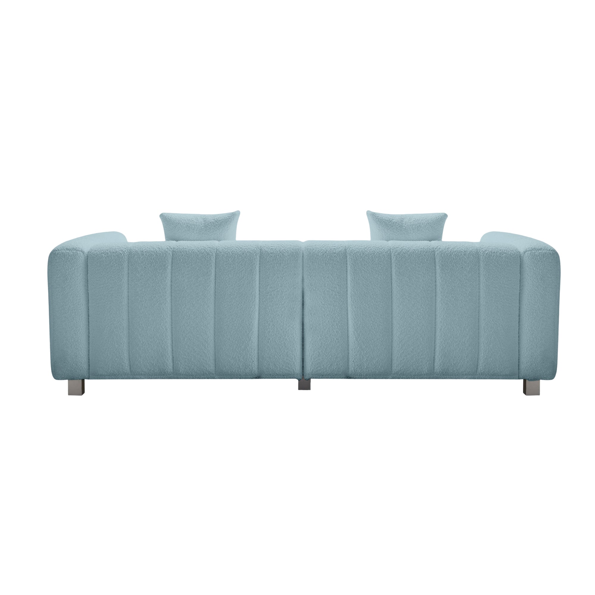 Sofa Modern Velvet Three Seater with Metal Base and Two Pillows