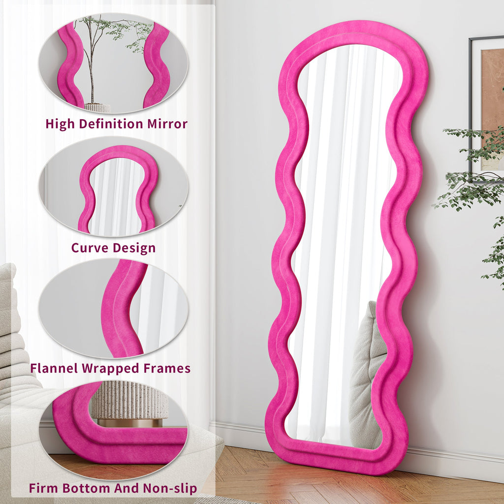 Floor Standing Full Length Mirror Wave Rose Bedroom Living Room Large