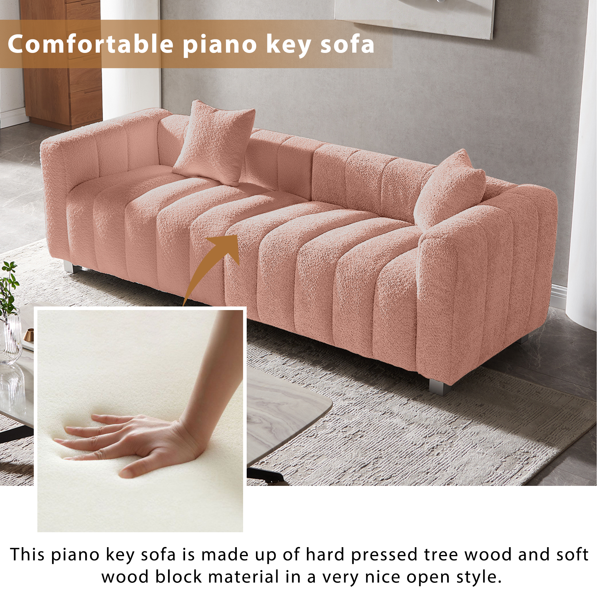 Sofa Bubble Tufted Velvet with Metal Base 83 Inch