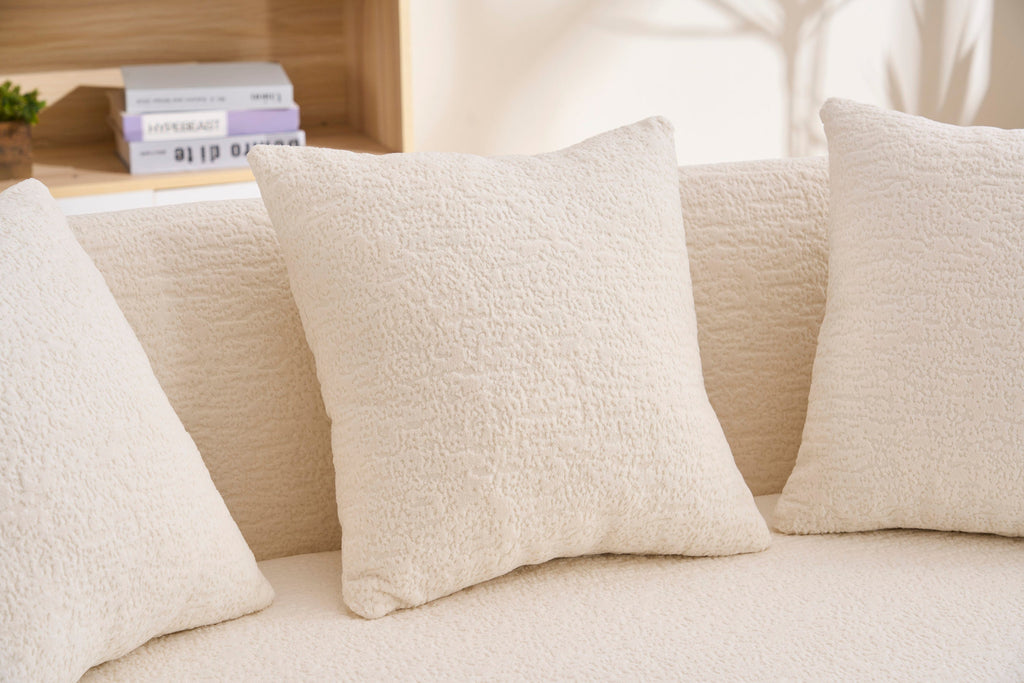 Sofa Curved Modern Off White Chenille 2-seater Space-Saving Compact