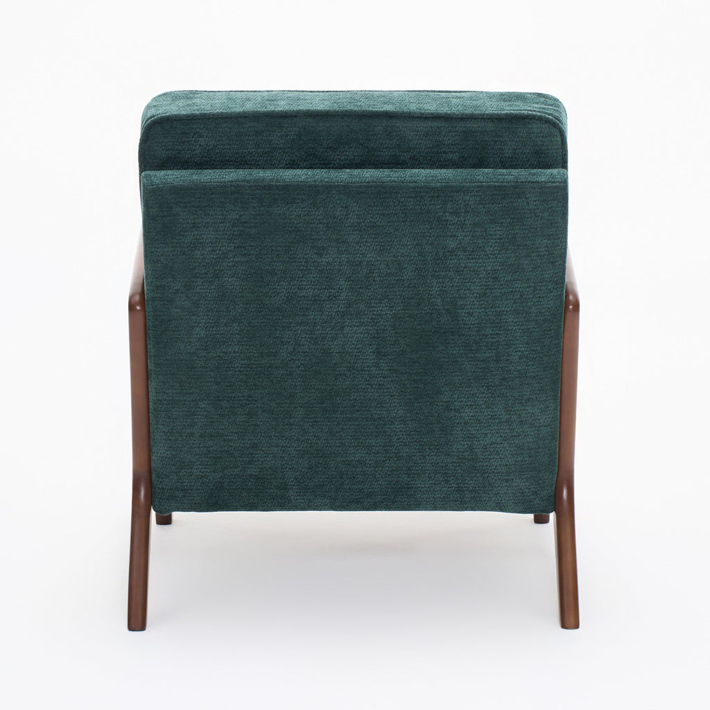 Lounge Chair Mid-Century Modern Dark Green Upholstered Lumbar Cushion