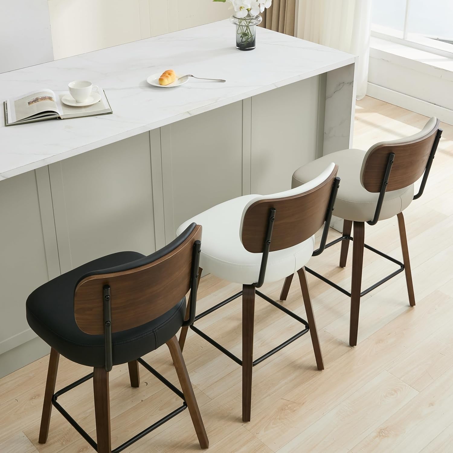 Swivel Bar Stools Set Of 4 26 Inch Counter Height Black