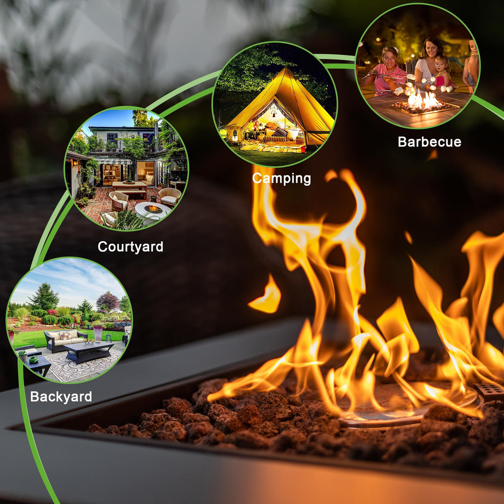 28in Propane Fire Pit Table 50000 BTU Outdoor Brown Square Gas Fire Pit Table