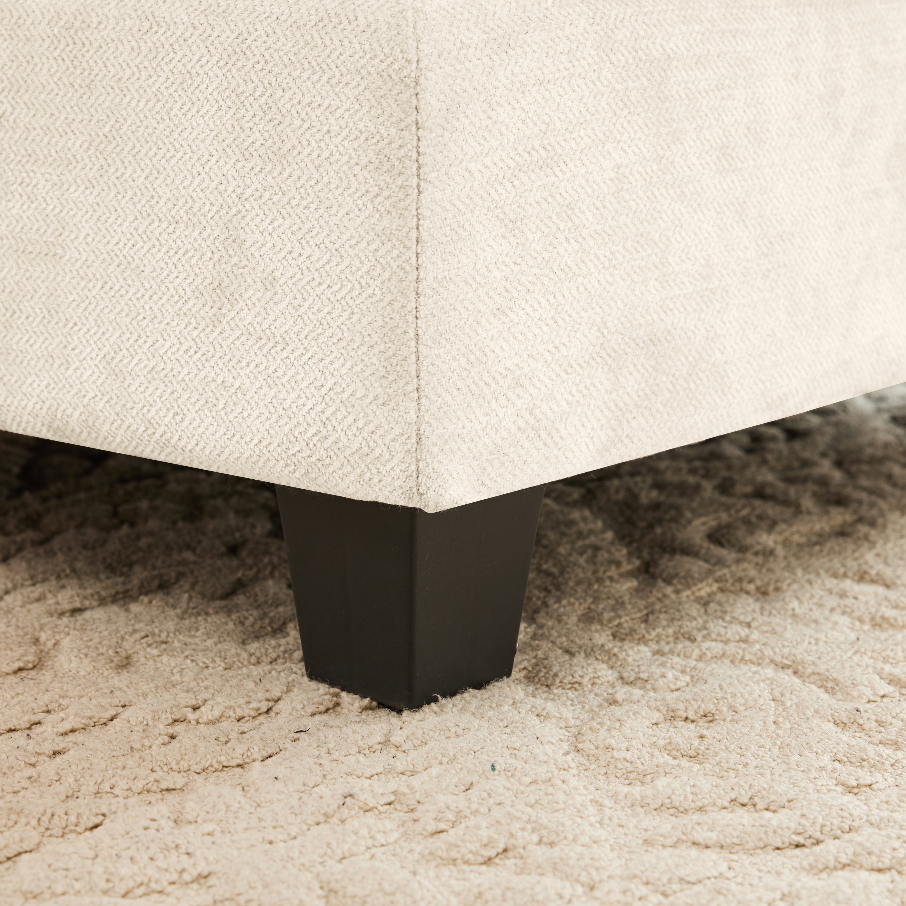 Sectional Sofa L-Shape Modular Chenille Beige 3-Seat with Ottoman