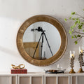 Wall Mirror Round Boho Gold Textured Iron Frame 31.3 Inch Living Room