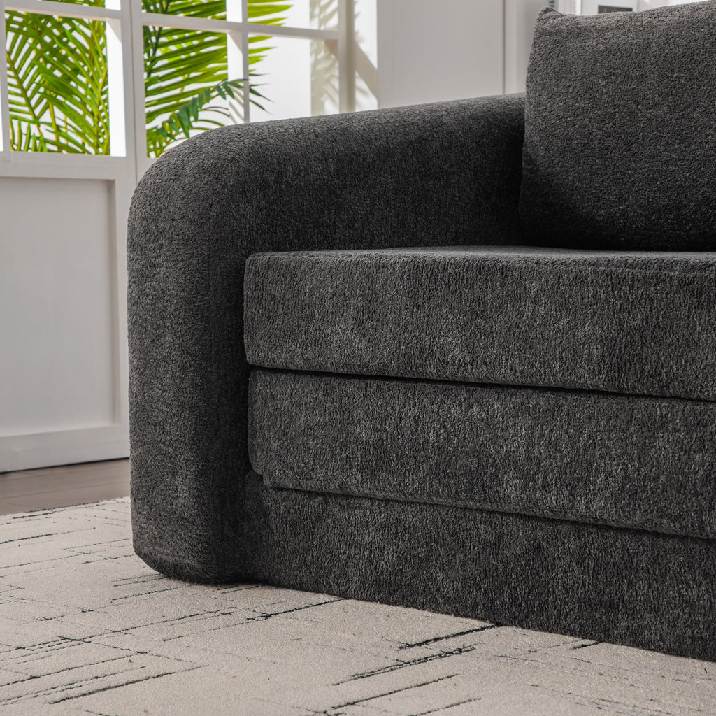 Sofa Bed Convertible Chenille Gray Queen Sleeper