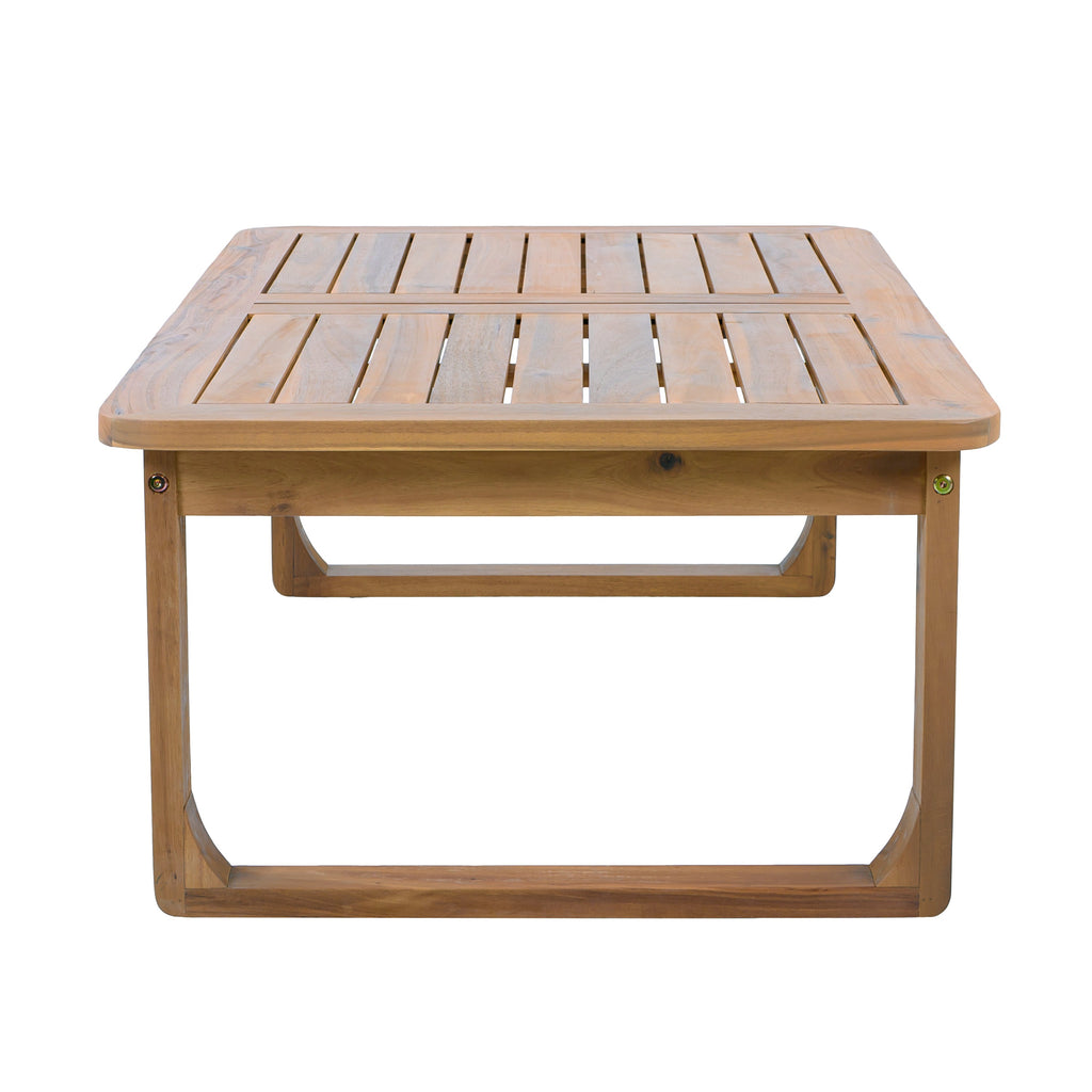 Outdoor Patio Set Modern Minimalist 3 Seater Daybed and Teak Finish Coffee Table