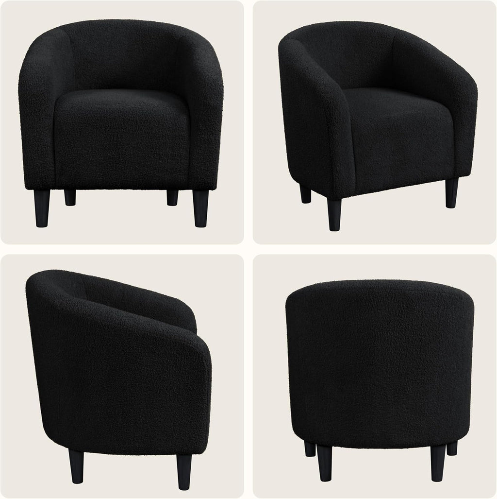 Black Boucle Armchair Club Chair Cushioned Comfort