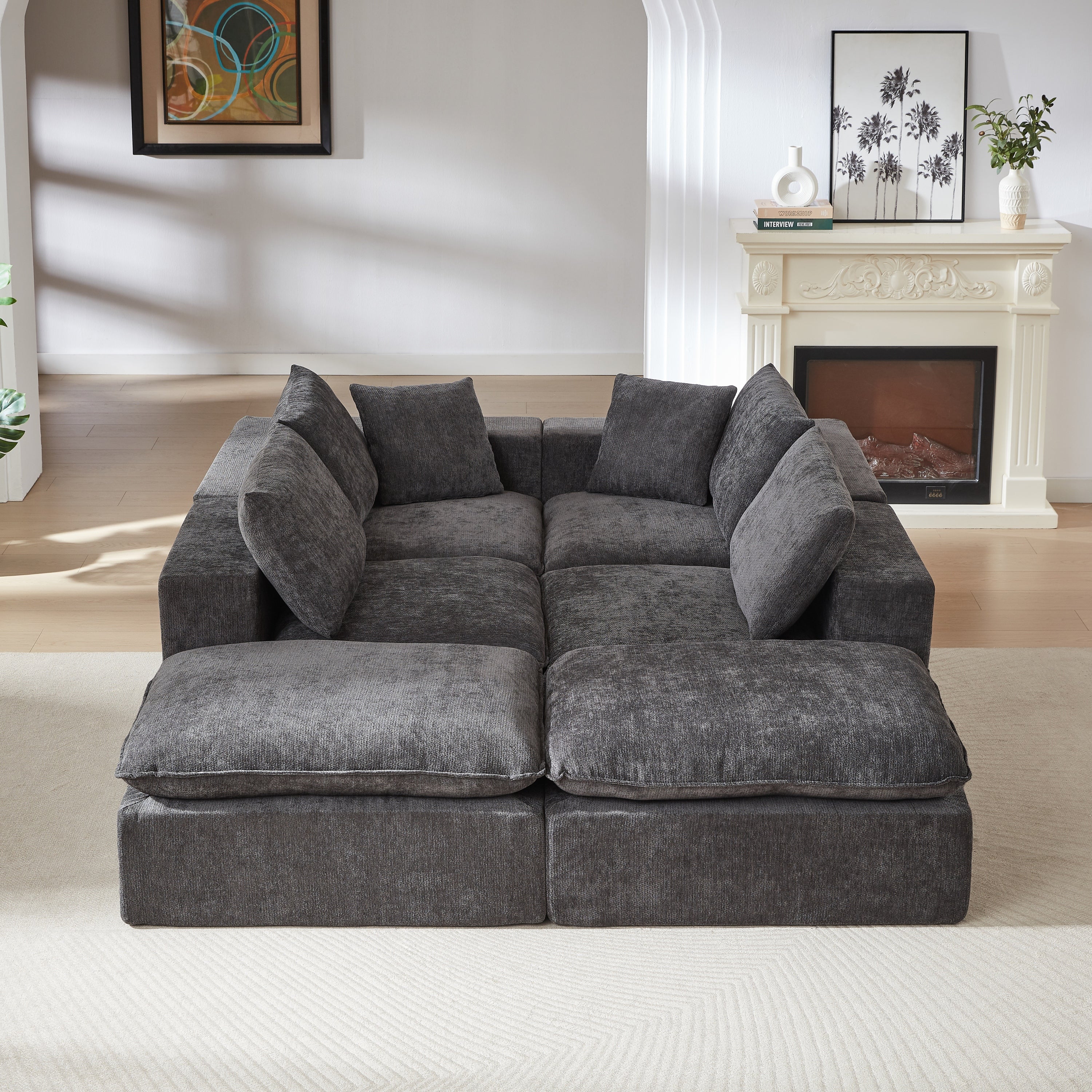 Sofa Sectional Modern Chenille Cloud Modular with Configurable Comfort