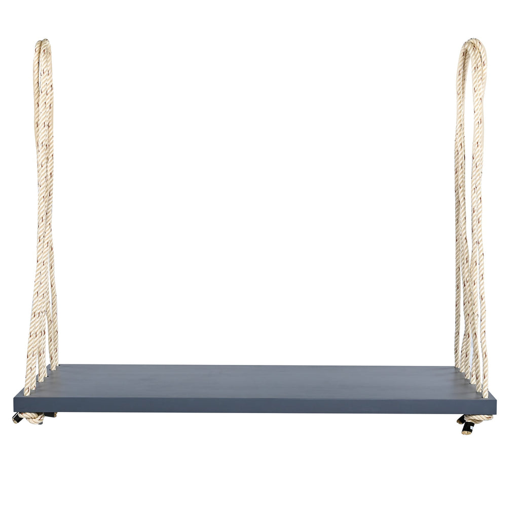 Outdoor Hanging Swing Chair Acacia Wood Gray Cushion Pillows 63x23.6 In 400 LB