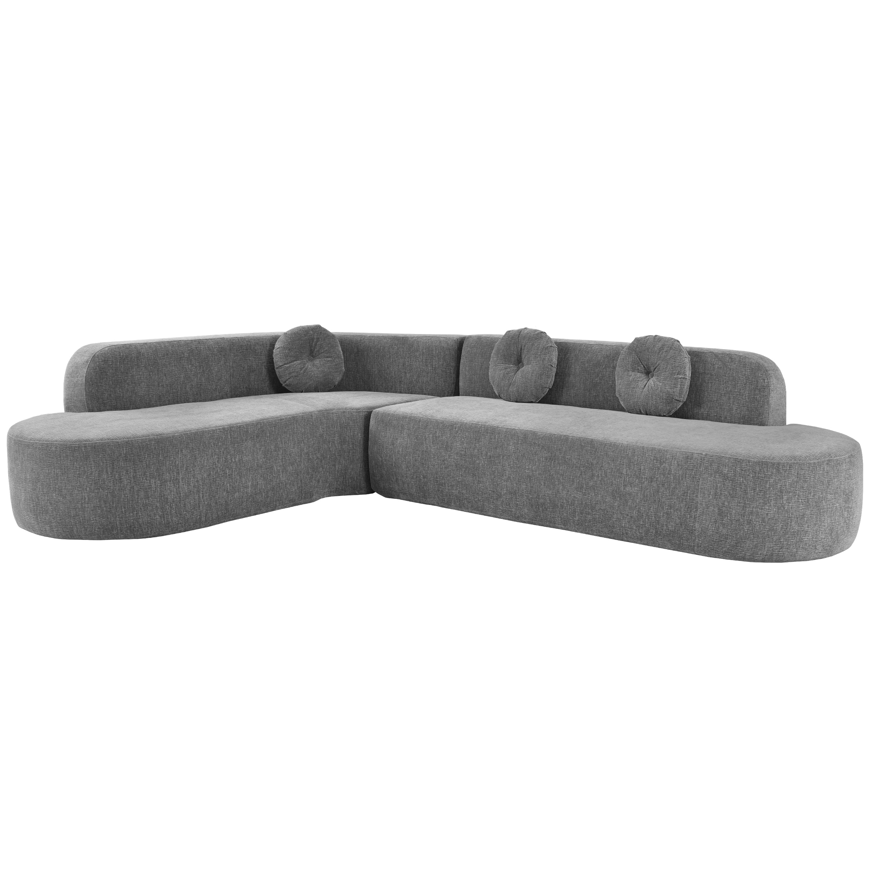 Sofa Sectional Modern Curved Design Soft Fabric Upholstery Roomy 122 Inch Length