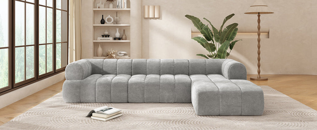 Sectional Sofa l Shaped Modern with Chaise Right Hand Facing 2 Piece Set