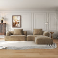 Sectional Sofa L-Shape Deep Seat Polyester Off-White 4 Seat 122 In