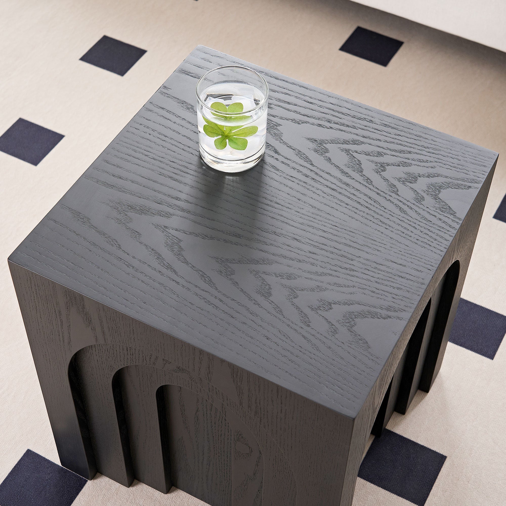 15.74 in Square Side Table, Coffee Table Accent, Living Room Bedroom, Black