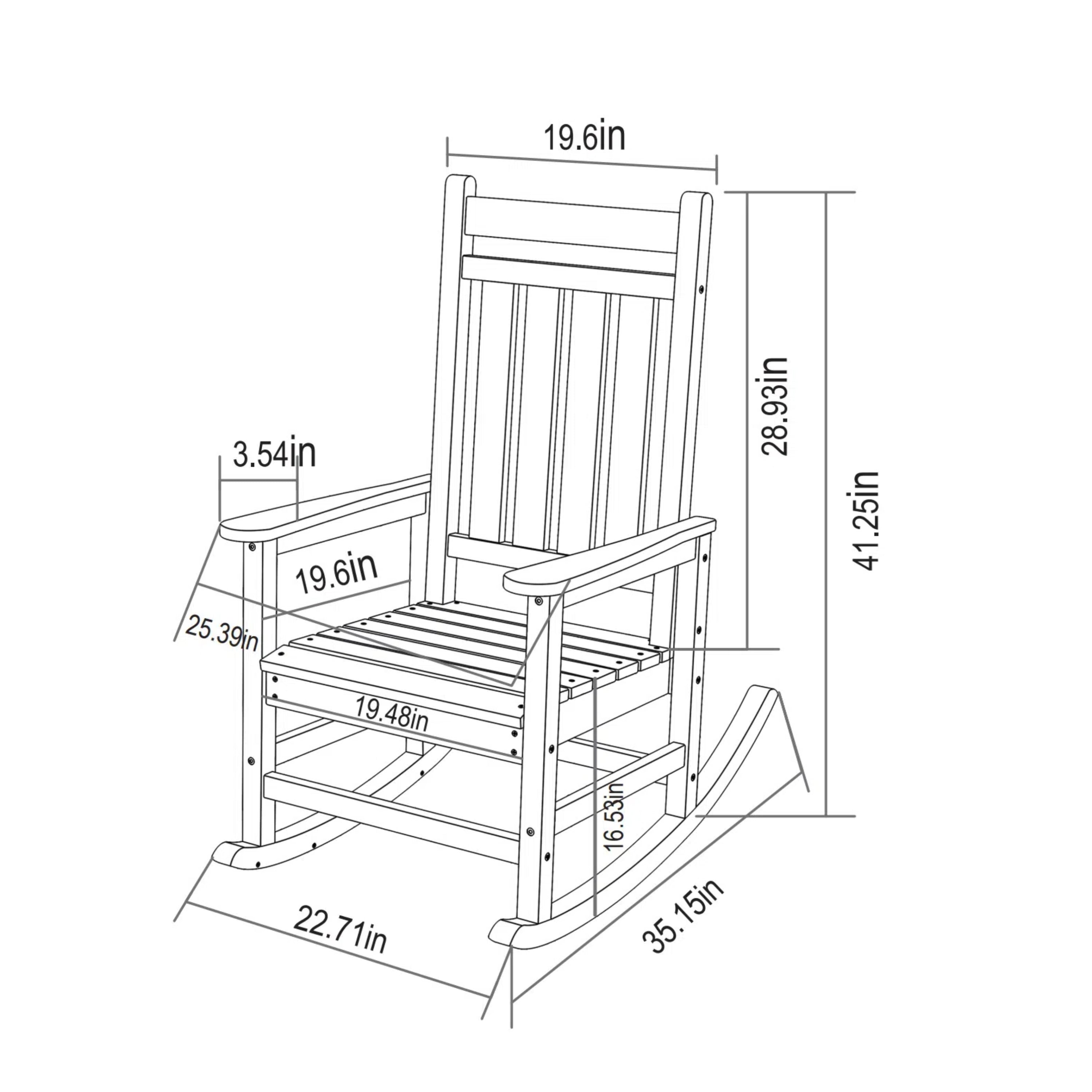 Outdoor Rocking Chair Set Plastic Gray 3 Piece with Side Table 380 LB