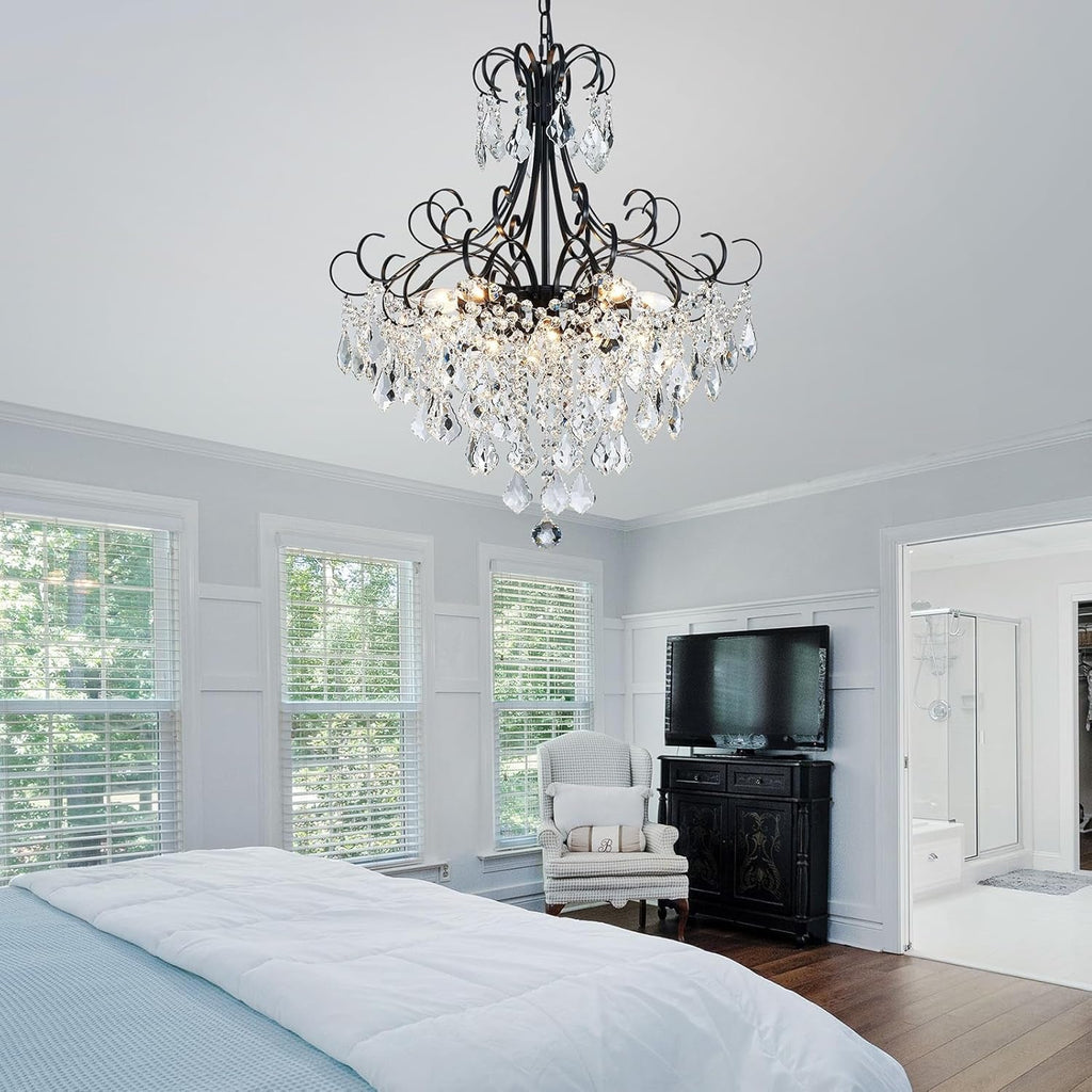 Black Crystal Chandelier 10 Light Pendant Ceiling Fixture