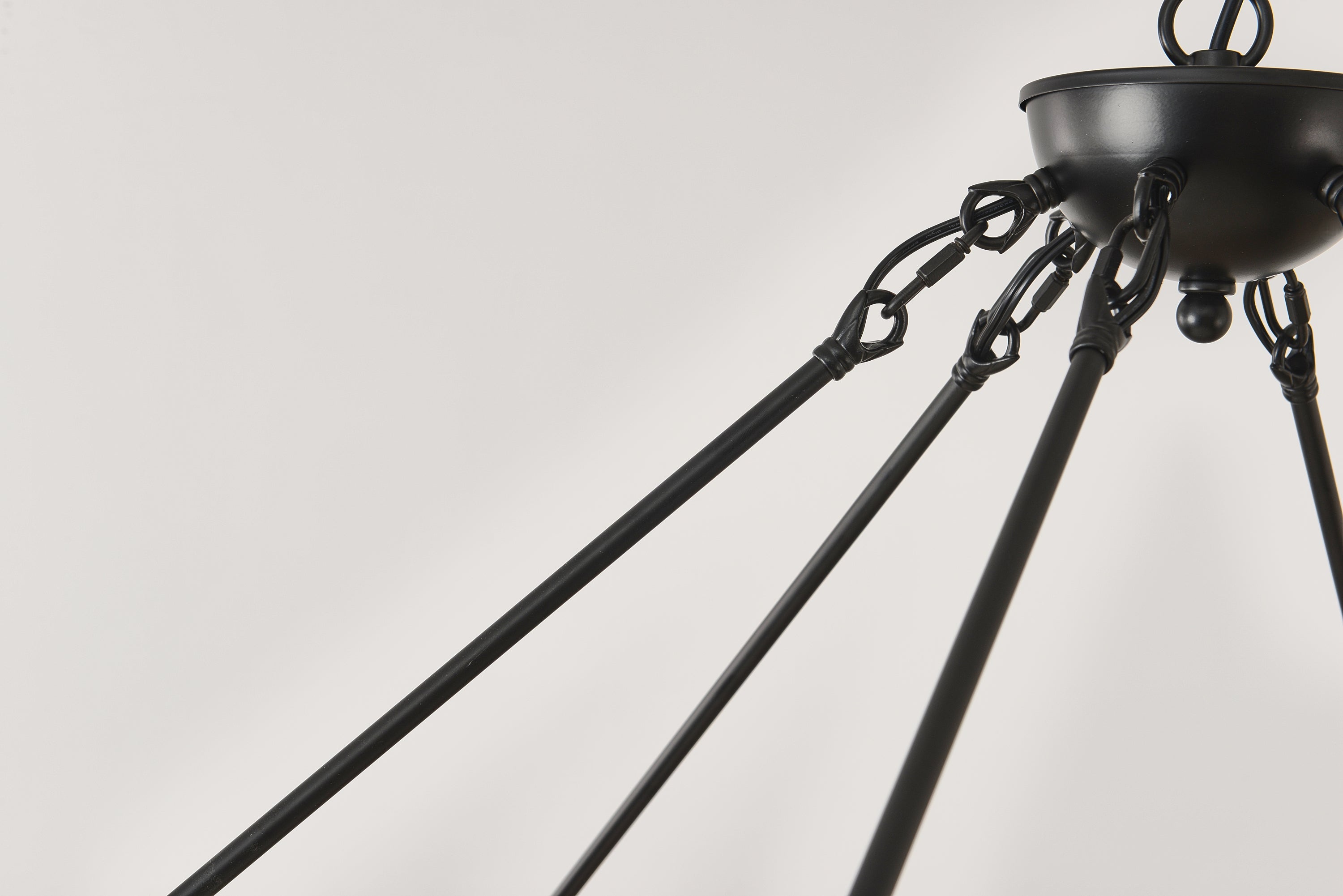 Chandelier Wood Wagon Wheel 20-Light Farmhouse Matte Black 39.3 In