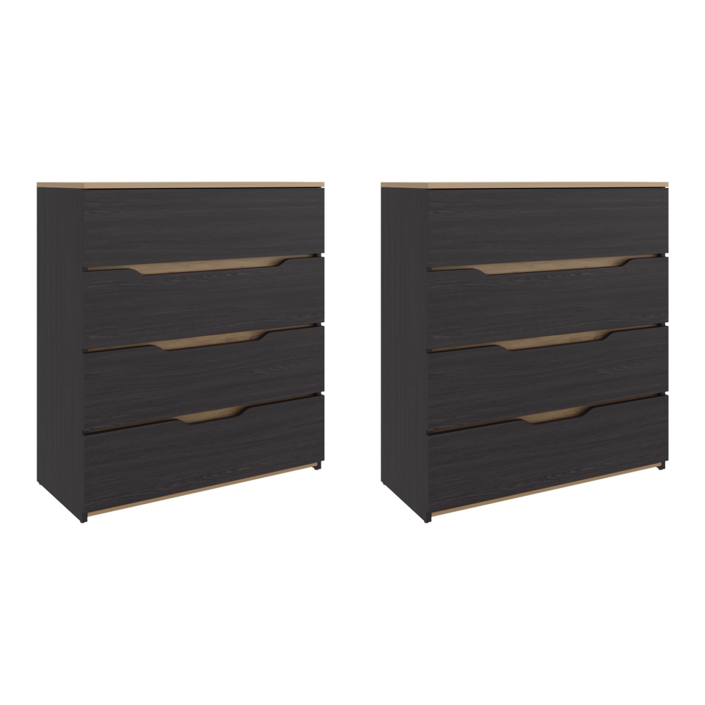 Dresser Modern Set of 2 Natural Oak and Wenge Particle Board 31.5x35.1 In